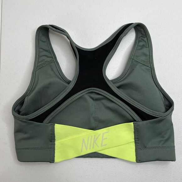 Nike Size XS Sports Bra Racerback Green Neon Strappy Padded Pullover Stretch - Picture 4 of 10